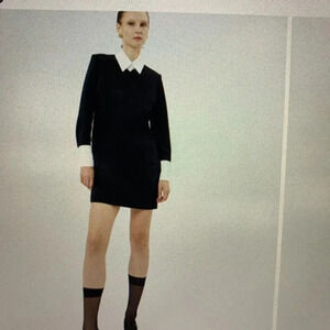 Women's FRENCHIEYORK Mini dress with long sleeves, white collar and sleeves S